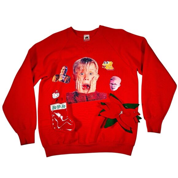 Ugly Christmas Sweater Women Size Large Home Alone SpongeBob Thrashed distressed - Picture 1 of 10
